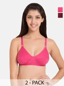 Souminie Sonari Pack Of 2 Medium Coverage Non Padded Cotton Minimizer Bras With All Day Comfort