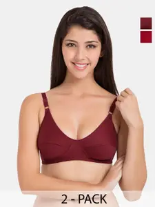 Souminie Sonari Pack Of 2 Medium Coverage Non Padded Cotton Minimizer Bras With All Day Comfort
