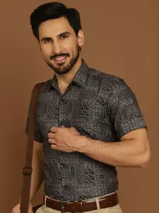 Indian Needle Classic Ethnic Motifs Printed Formal Shirt