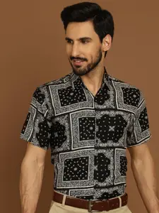 Indian Needle Paisley Printed Spread Collar Formal Shirt
