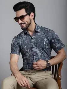 Indian Needle Classic Ethnic Motifs Printed Formal Shirt