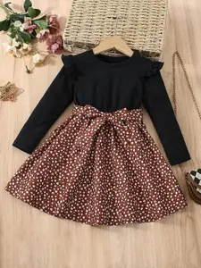 BAESD Floral Printed Ruffled Fit & Flare Dress With Belted Detail