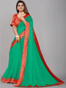 SM TRENDZ Dyed Embellished Ethnic Woven Pure Georgette Bhagalpuri Zari Saree