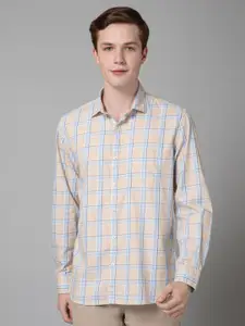 Cantabil Spread Collar Cotton Comfort Tartan Checks Opaque Checked Casual Shirt