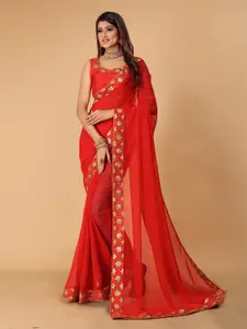 DRIZOMIZ Embroidered Ikat Saree