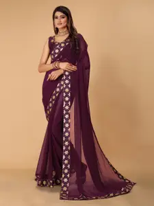 DRIZOMIZ Embroidered Ikat Saree