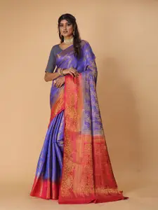 DRIZOMIZ Ethnic Motifs Woven Design Zari Pure Silk Kanjeevaram Saree