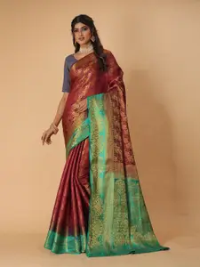 DRIZOMIZ Floral Woven Design Zari Pure Silk Heavy Work Kanjeevaram Saree