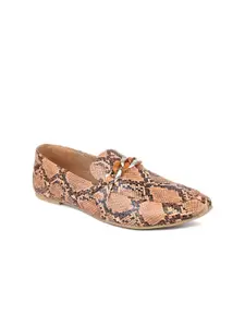 DESIGN CREW Women Printed Buckles Round Toe Loafers