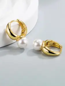 KRYSTALZ Gold-Plated Stainless Steel Beads Beaded Circular Hoop Earrings