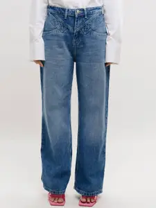 FREAKINS Women High-Rise Clean Look Heavy Fade Jeans