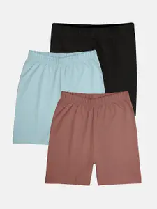 KiddoPanti Girls Pack Of 3 Bio Wash Cycling Sports Shorts