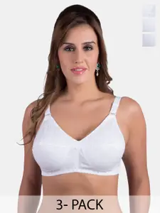 Rajnie Pack Of 3 Full Coverage All Day Comfort Cotton Minimizer Bras