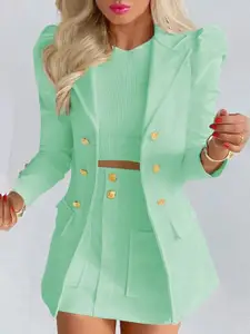 KPOP Lapel Collar Long Sleeves Blazer & Skirts Co-Ords