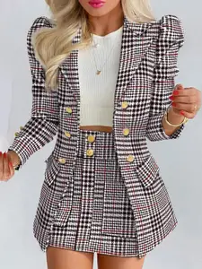 KPOP Checked Blazer & Skirts Co-Ords