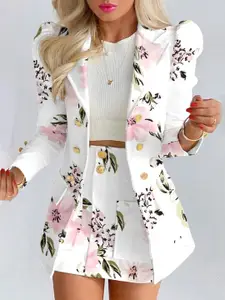 Stylecast X KPOP Floral Printed Coat With Skirt Co-Ords
