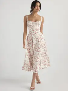 Stylecast X KPOP Floral Print Fit & Flare Midi Dress