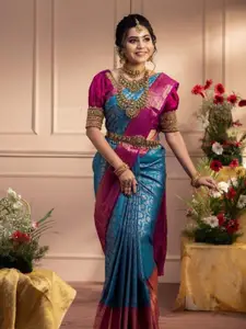 bansari textiles Floral Woven Design Zari Pure Silk Kanjeevaram Saree