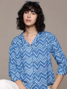 The Roadster Lifestyle Co. Chevron Printed Casual Shirt