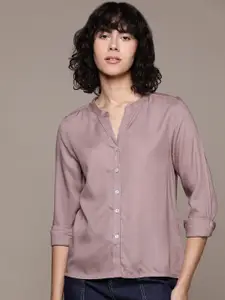 The Roadster Lifestyle Co. Casual Shirt with Mandarin Collar