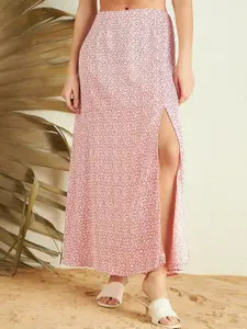 Berrylush Floral Printed High Rise A-line Maxi Skirt