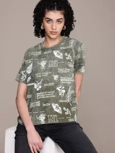 The Roadster Life Co. Printed Drop-Shoulder Sleeves Pure Cotton Boxy T-shirt