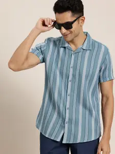 HERE&NOW Men Slim Fit Opaque Striped Casual Shirt