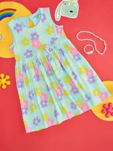 Pantaloons Junior Girls Floral Print Sleeveless Fit & Flare Pure Cotton Dress