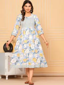 BAESD Floral Print Round Neck Maternity A-Line Midi Dress
