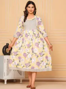 BAESD Floral Print Maternity A Line Flared Midi Dress