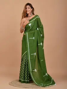 JALTHER Ethnic Motifs Pure Cotton Block Print Saree