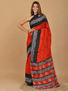 JALTHER Ethnic Motifs Pure Cotton Block Print Saree