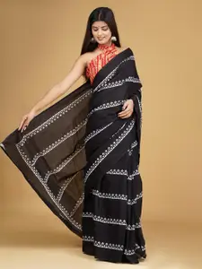 KIAARON Ethnic Motifs Pure Cotton Block Print Saree