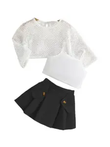 StyleCast Girls Black & White Shoulder Straps Top with Skirt