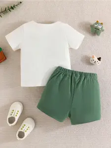 StyleCast White Boys Colourblocked T-shirt with Shorts