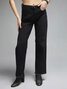 High Star Women 90's Straight Fit High-Rise Clean Look Stretchable Jeans