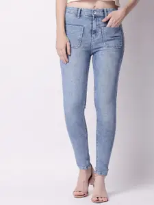 High Star Women Slim Fit High-Rise Clean Look Heavy Fade Stretchable Jeans