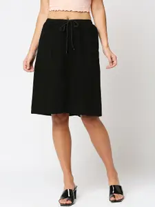 High Star Knee Length Pure Cotton A-Line Skirt