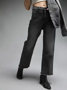 High Star Women Straight Fit High-Rise Light Fade Clean Look Stretchable Jeans