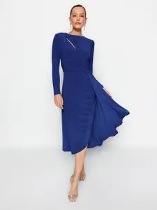 Trendyol Round Neck Long Sleeves Fit & Flare Midi Dress