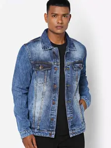 High Star Washed Spread Collar Long Sleeves Denim Jacket