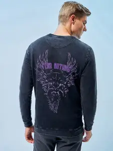 Bewakoof Graphic Printed Round Neck Full Sleeves Ribbed Pullover Sweatshirt