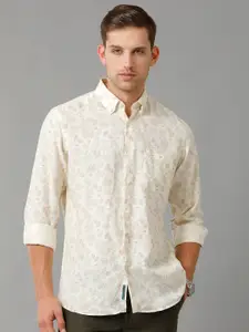 Linen Club Contemporary Floral Printed Pure Linen Casual Shirt