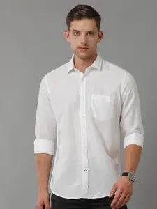Linen Club Men Contemporary Checked Cotton Linen Casual Shirt