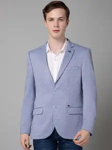 Cantabil Self Design Notched Lapel Terry Single-Breasted Blazer