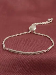LeCalla Sterling Silver Cubic Zirconia Rhodium-Plated Wraparound Bracelet