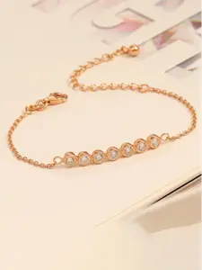 LeCalla Sterling Silver Cubic Zirconia Rose Gold-Plated Link Bracelet