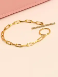 LeCalla Women Sterling Silver Handcrafted Gold-Plated Link Bracelet