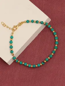 LeCalla Gold-Plated 925 Sterling Silver Turquoise Link Bracelet