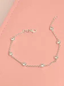 LeCalla Rhodium-Plated 925 Sterling Silver Cubic Zirconia Link Bracelet